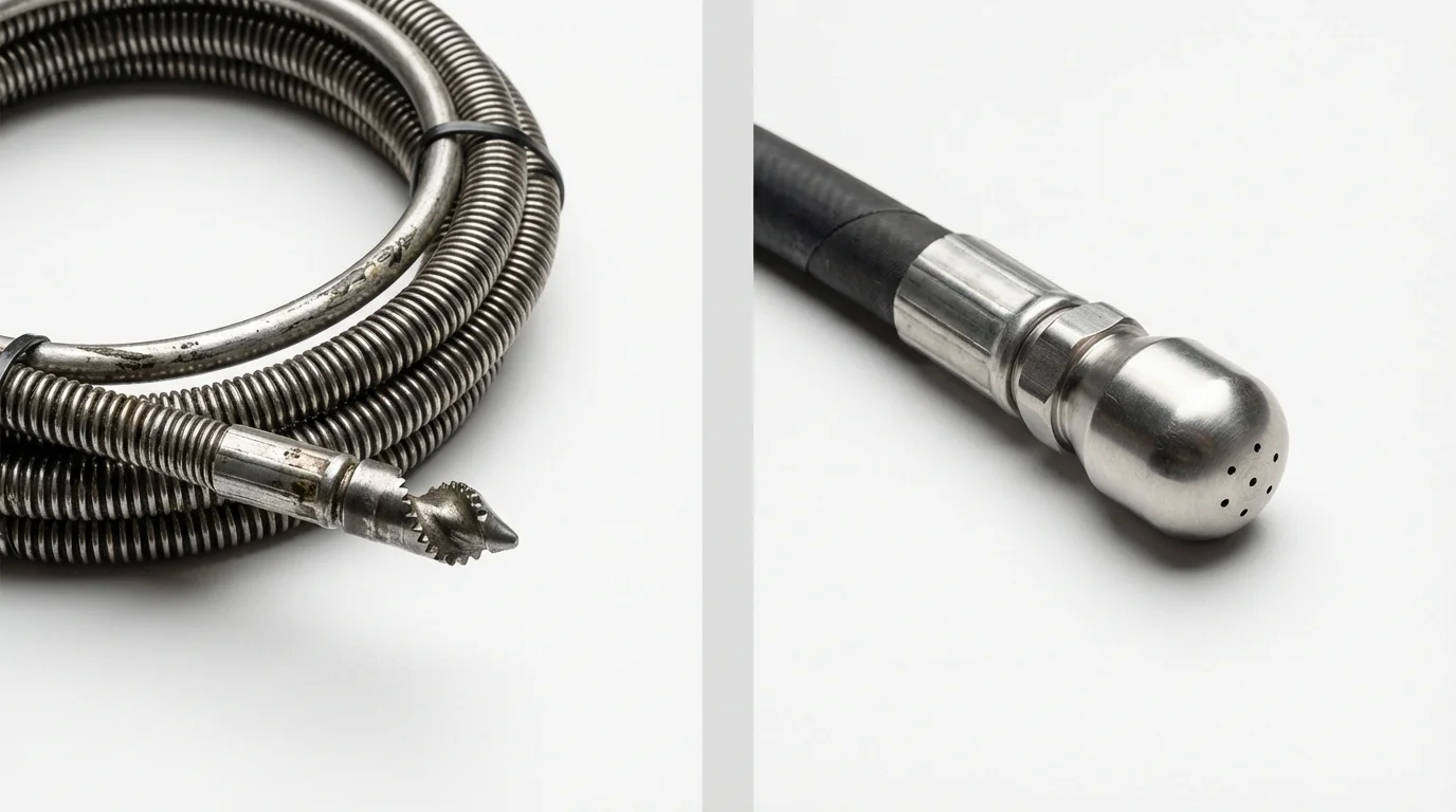 Drain snake cable and hydro jetting nozzle used for drain cleaning in Graton, CA