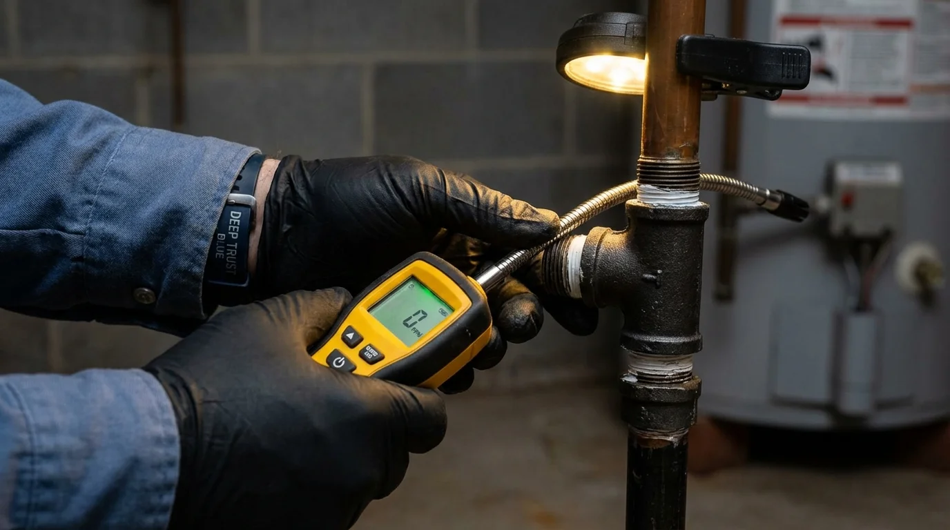 Gas leak detection with electronic sniffer by Johns Plumbing LLC in Graton